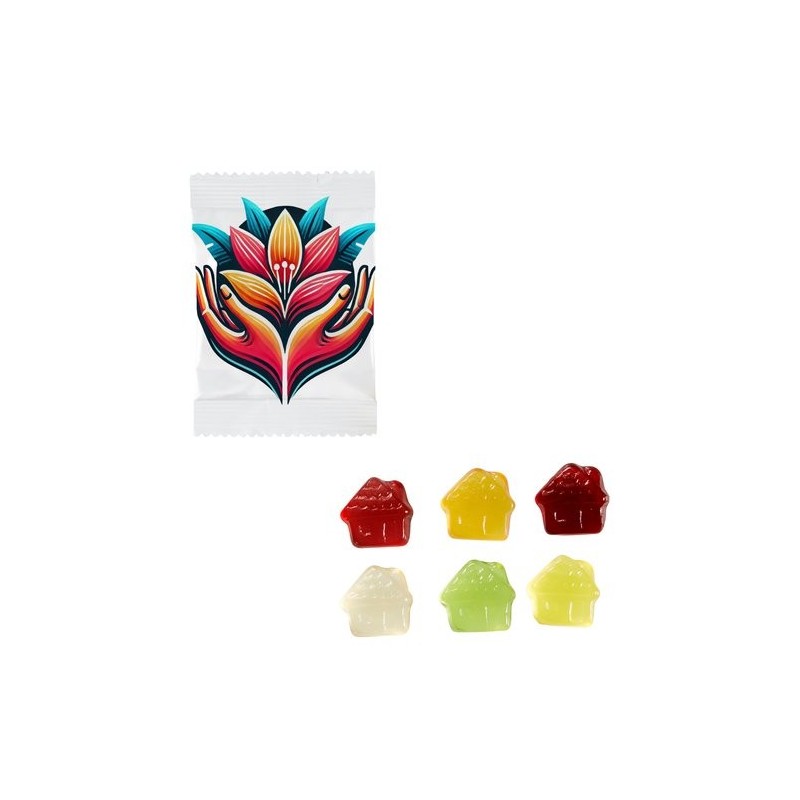 Bonbons gélifiés aux fruits en forme de maison - 250 unités