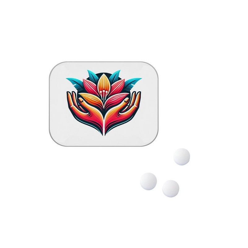 Pastilles à la menthe poivrée sans sucre avec boîte bombée – 100 unités