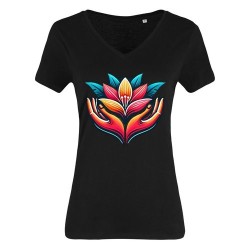 T-shirt femme à col en V en coton biologique de B&C™