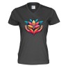 T-shirt à col en V CottoVer® pour femme avec impression à l'encre sur le devant