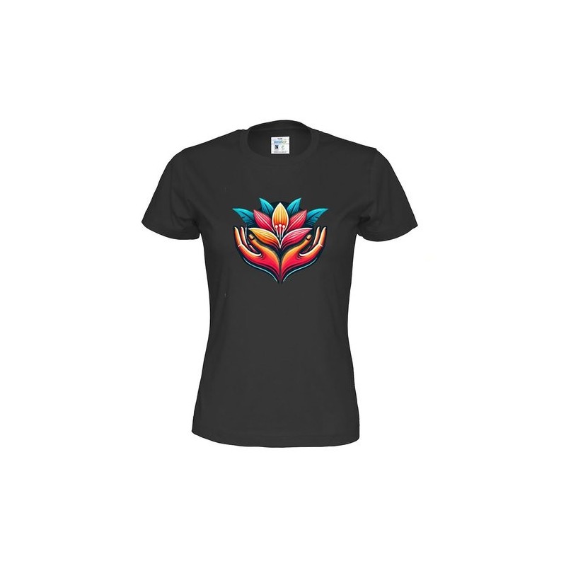 T-shirt CottoVer® pour femme avec impression à l'encre sur le devant et au dos