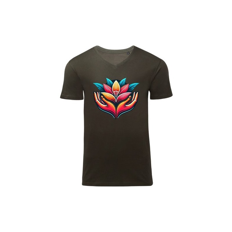 T-shirt homme à col en V en coton biologique de B&C™