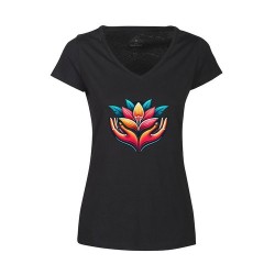 T-shirt femme à col en V en coton biologique Whailford de Harvest