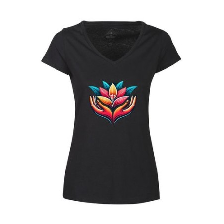 T-shirt femme à col en V en coton biologique Whailford de Harvest