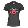 T-shirt à col en V CottoVer® pour femme avec impression à l'encre sur le devant et au dos