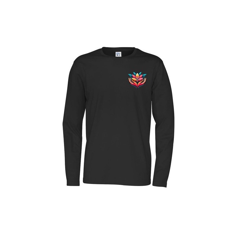T-shirt homme à manches longues de CottoVer avec impression à l'encre sur la poitrine gauche et au dos