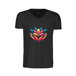 T-shirt à col en V en coton biologique flammé Whailford de Harvest (transfert de couleurs)