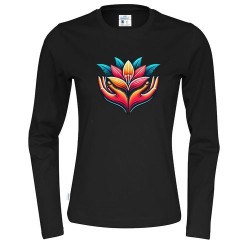 T-shirt à manches longues CottoVer® pour femme avec impression à l'encre sur le devant et au dos