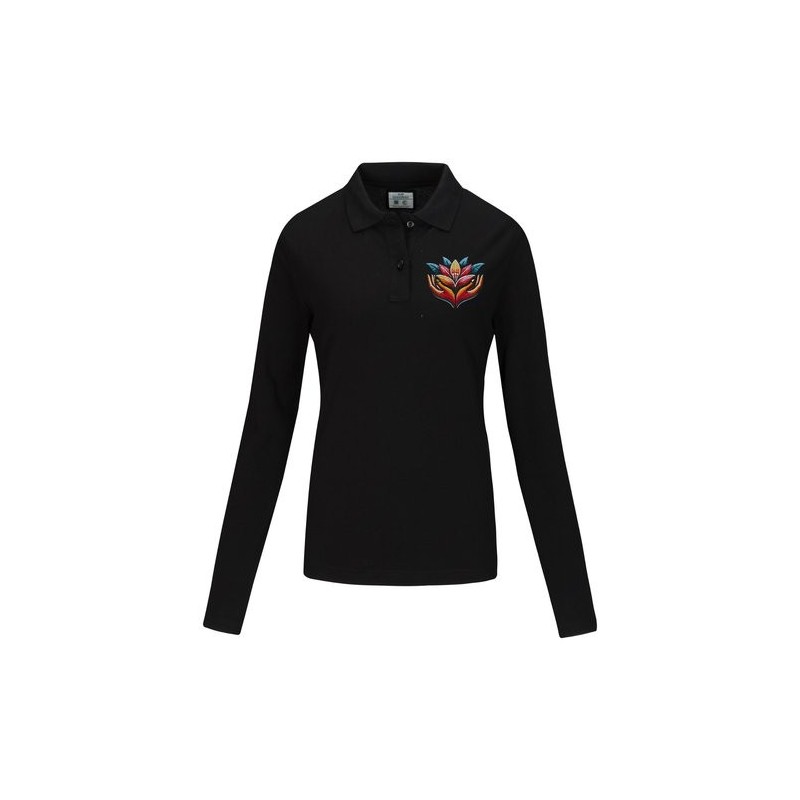 Polo à manches longues en piqué CottoVer® pour femme