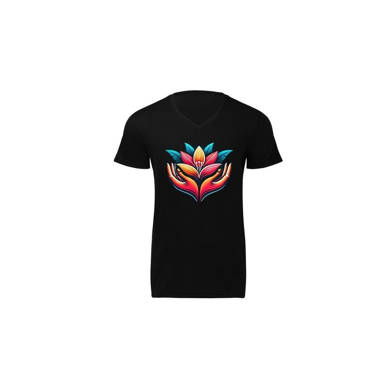 T-shirt homme col en V trois matières de B&C™